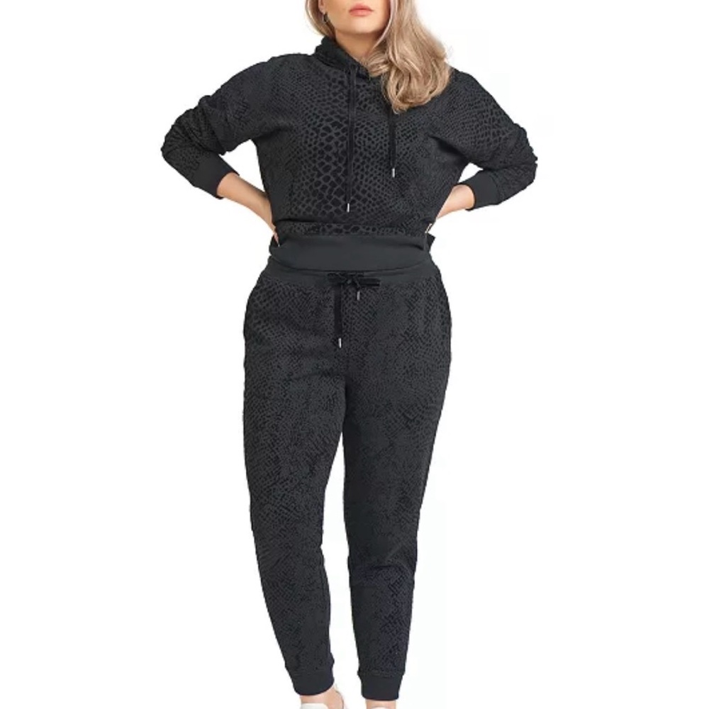 Black Tape Black snake skin embossed Jogger Set
